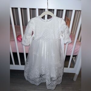 Baby Girl Baptism Dress & socks - Size: 7-12 months